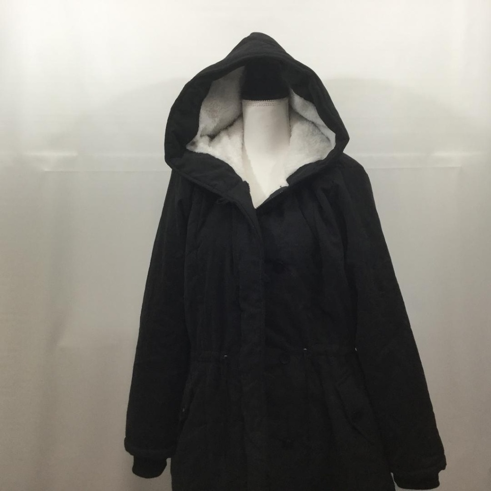 Zeagoo Black Ladies Lined Coat Jacket XXL Hooded